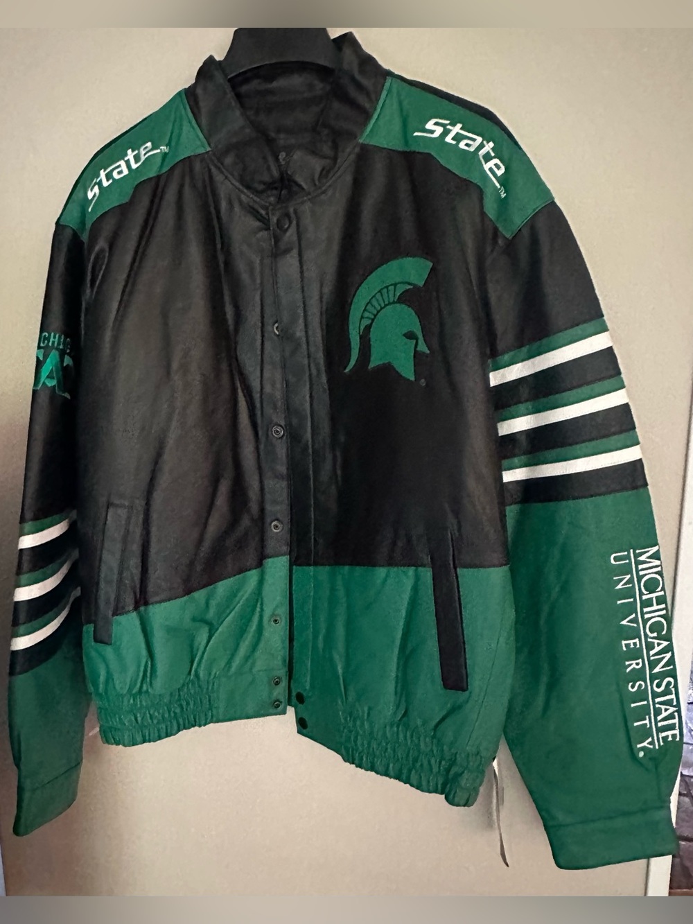 Michigan State Green and Black Varsity Bomber Jacket